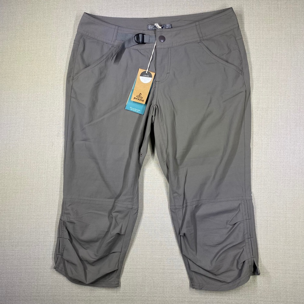 PrAna Jasmine Knicker Cropped Hiking Pants Moonrock Gray Relaxed Fit Size 6 NWT